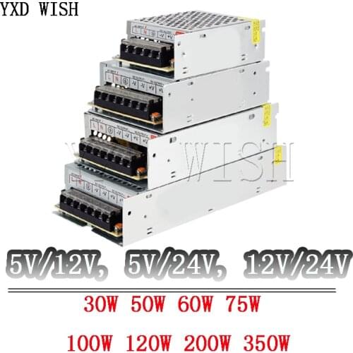 30W 50W 60W 100W 200W 350W Switching Power Supply 5V/12V,5V 24V, 12V 24V Double Output Watt Power Supply For Led Strip