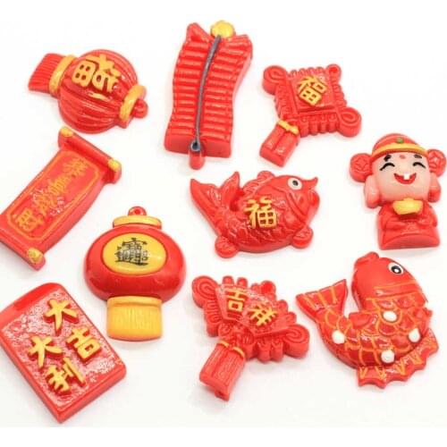 2021 Chinese New Year Resin Cabochons Flatback Happy Chinese Item Cabochons DIY Embellishments For Scrapbooking Decor
