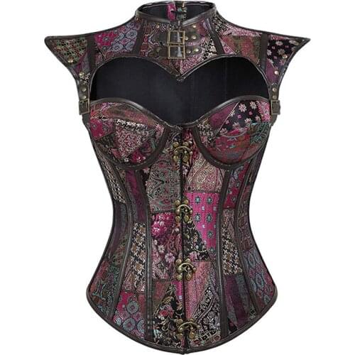 Steampunk Corset Gothic Purple Black Sexy Bustiers Burlesque Goth Clothing Overbust Corsets Waist Training Corset Lingerie