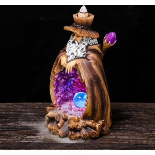 Creative Design Luminous Crystal Ball Magician Backflow Incense Burner With 20Pcs Incense Cones, Indoor Aromatherapy, Home Decor
