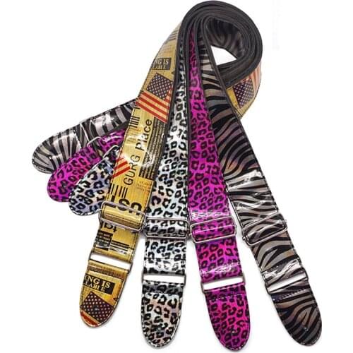 Leopard Tiger Skin Guitar Strap Adjustable Shoulder PU Leather Belt for Acoustic Electric Guitar Bass Ukulele Guitarlele Parts