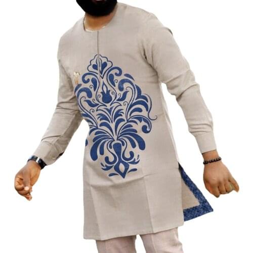 Summer New Arrival 2021 Fashion Style African Men Printing Plus Size Long Sleeve Shirts S-4XL African Clothes