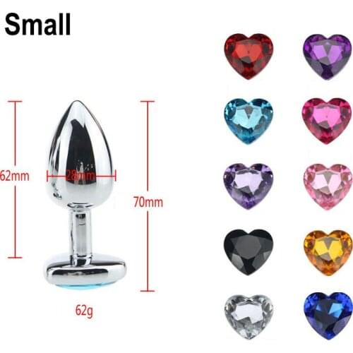 Heart Metal Anal Plug Sex Toys Stainless Smooth Steel Butt Plug Tail Crystal For Women/Man Anal Dildo