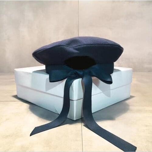 New Fashion Wool Military Hat Autumn Warm Sailor Hat For Women Men Bow Tie Berets flat top Female travel cadet hat Captain Cap