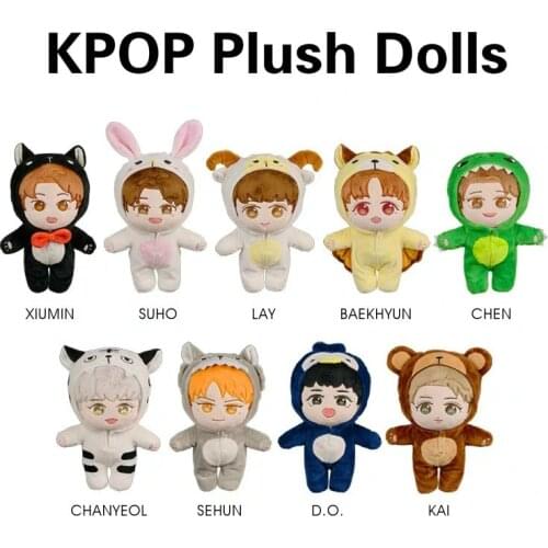 New KPOP Exoes Plush Doll Stuffed Toys BAEKHYUN CHEN KAI LAY SEHUN D.O. CHANYEOL SUHO XIUMIN Korean Pop Star Fans Support Gifts