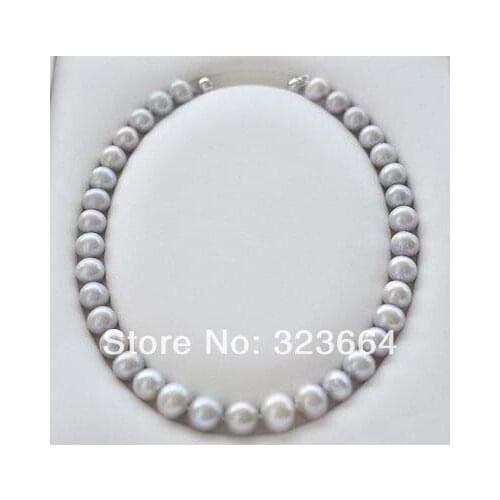 HUGE REAL 18" 15mm ROUND GRAY FRESHWATER PEARL NECKLACE