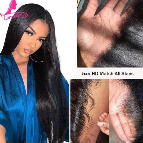 5X5 HD Lace Closure Wigs Brazilian Virgin Hair Straight Human Hair Wig Melted Match All Skin Invisible HD Lace Wig Pre Plucked