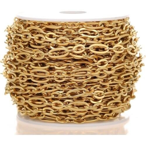 1 Meter Stainless Steel Gold Flat Cross Chain Link Necklace Bracelet Findings Components for DIY Jewelry Gifts Making Suppliers