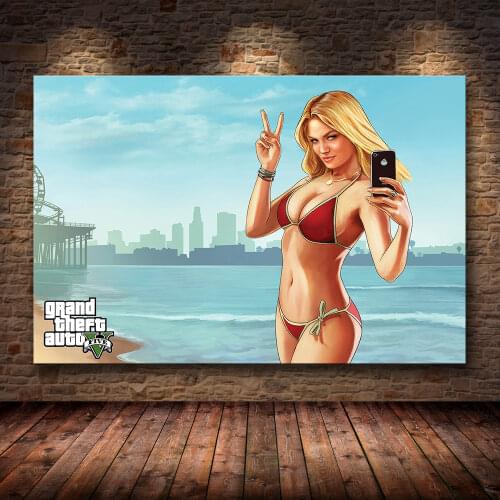 Grand Theft Auto V Game Poster GTA 5 Canvas Art Print Painting Wall Pictures For Room Home Decoration Wall Decor No Frame