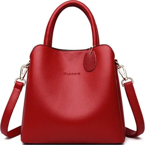 Casual Tote Bag Female Leather Shoulder Bag Fashion Bucket Women Leather Handbags High Quality Top-Handle Bags Travel Solid