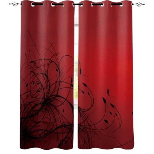 Simple Red Black Gradient Abstract Flowers Curtains for Kids Boys Girls Room Living Room Window Drapes Curtain Window Treatments