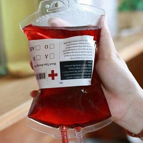 350ml Transparent Blood Bag Double Tube Drink Bag PVC Material Reusable Juice Energy Pack Halloween Vampire Bag Props