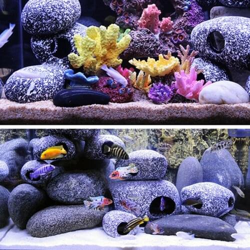 Fish and Shrimp House Breeding Tank Three Lakes Cichlid Simulation Stone Dodging House Clay Pot Fish Tank Landscaping Decoration