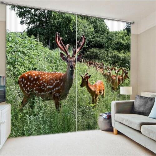 Curtains Prairie deer Luxury Blackout 3D Window Curtains For Living Room kids Bedroom Drapes cortinas Rideaux Customized size