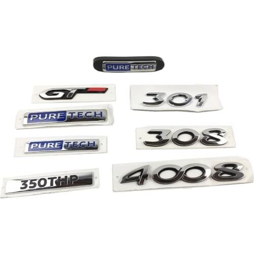 THP GT Puretech Pure Tech Emblem Tail Logo Door Fender Decal For Peugeot 206 207 208 301 306 307 308 406 508 350 400