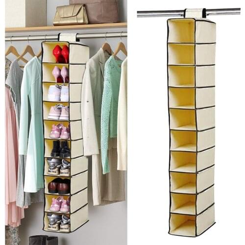 IN STOCK Cloth Art Hanging fabric Wardrobe Storage Bag 10 Layer Home Cabinet Multi-layer Storage Bag Shoes Storage Hanging Bag