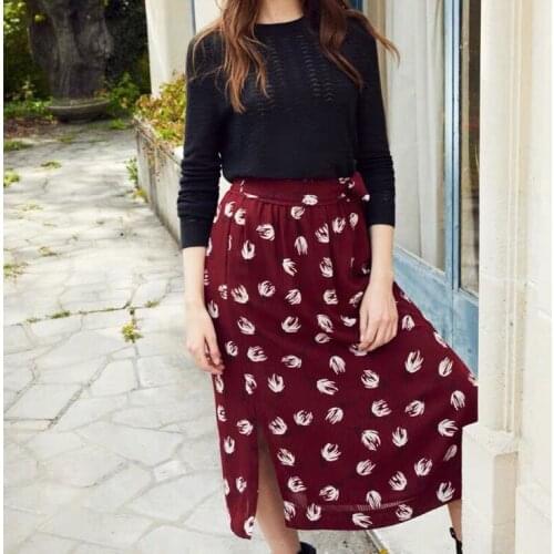 Women Skirt Tulip Skirt New Romantic Print Lace Up Bow Skirt