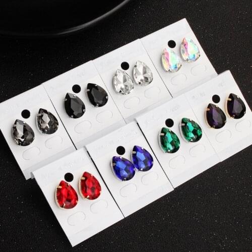 Stone Crystal Water Drop Colorful Design Earring Studs Color Elegant Fashion Women Jewelry Girl Gifts SZ0001