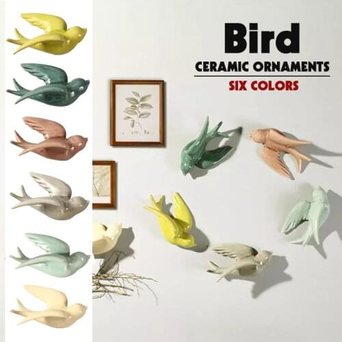1PC Ceramic Wall Mounted Swallows Multi-Color Solid Nordic Bird Ornament Indoor Background Wall TV Cabinet Hanging Decoration
