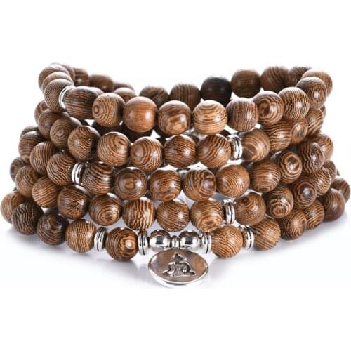 1Pcs Multi-layer 108 Prayer Beads Bracelet Charm Meditation Yoga Lucky Wooden Rosary Bracelet For Women Men Jewelry Dropshipping