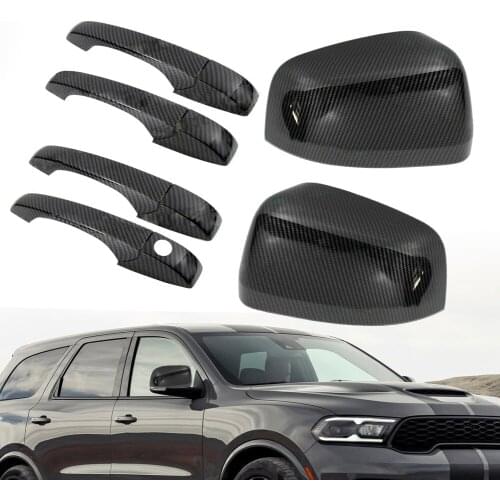 10pcs Side Rearview Mirror Trim & Door Handle Cover Kit Fit For Dodge Durango SUV 2011-2013 2014 2015 2016 2017 2018 2019 2020
