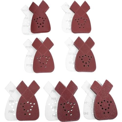 10pcs Sandpaper 12 holes 95*135*165 Dust Removal Triangle Sander Hook Loop Grit Disc Polishing Wood 40/60/80/120/150/180/240