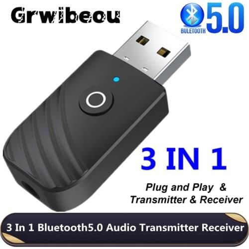 3 In 1 Bluetooth5.0 Audio Transmitter Receiver Wireless 3.5MM USB Computer TV Adapter Car Dual Output For Speakers Headphones