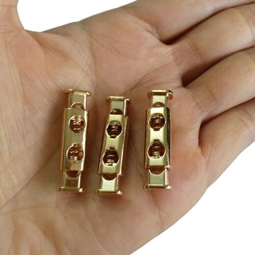 30pcs/lot 4mm hole round metal alloy stoppers toggle cord locks Drawstring lock two holes Light gold/Nickle DIY Craft Supply