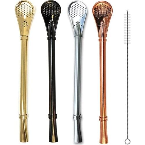 4pcs Rosegold Straw Filter 1 Brush Set Reusable 304 Stainless Steel Tea Drinking Straw Metal Tea Tools Bar Accessories Gift