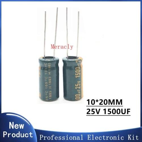 5PCS 25V 1500UF 20% High frequency and low impedance in-line aluminum electrolytic capacitors long life Brand new authentic