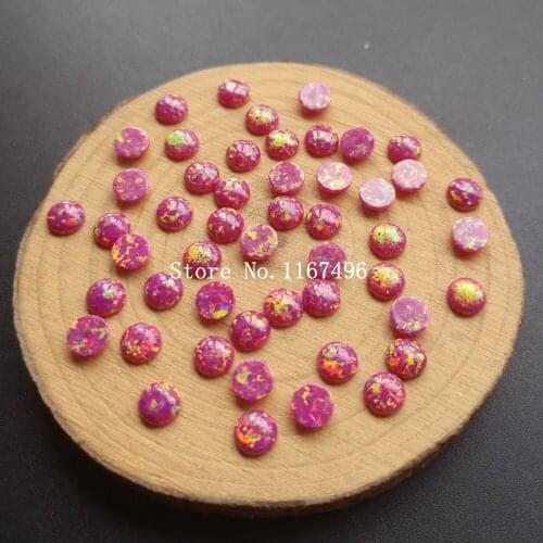 50pcs/lot OP23 Rose Red 6MM Round Fire Opal Synthetic Round Cabochon Fire Opal Round Opal For Necklace