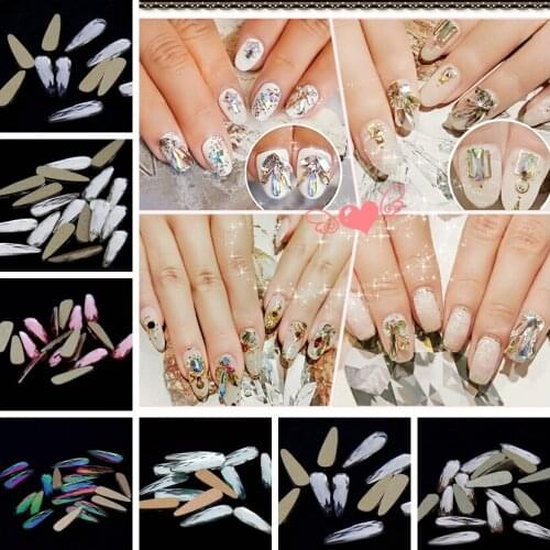 50pcs Strass Chatons Flatback Long Water Drop Glue On Glass Rhinestones Many Colors Crystals And Stones DIY Nails Art Supplies