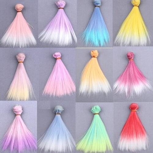 2 pieces/lot wholesales 15cm*100CM dolls Accessories wig/hair for 1/3 1/4 BJD diy Pink \ purple gradient