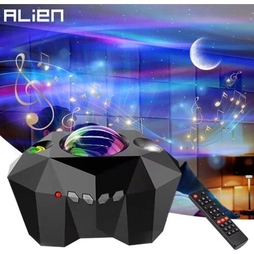 ALIEN Galaxy Aurora Starry Sky Laser Projector Bluetooth Music Colorful LED Moon Nebula Children Room Party Romantic Night Light