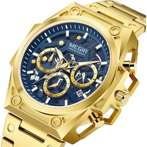 2021 Men Watch Top Brand Luxury Mens Gold Quartz Watches Chronograph Sport Wristwatches Man Stainless Steel Relogio Masculino