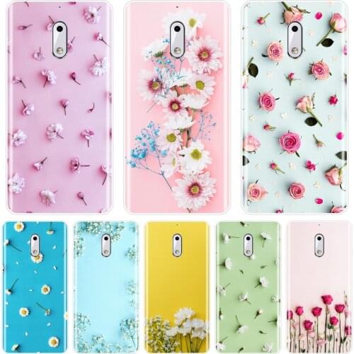 TPU Rose Flower Floral Yellow Pink Blue Green Case For Nokia 1 2 3 5 6 8 Soft Silicone Back Cover For Nokia X6 7 Plus Phone Case