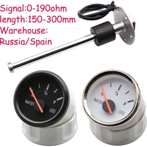0-190 ohm Boat Water Level Sensors 52 mm New Waterproof Water Tank Level Gauge Indicator Guage Tool fit Water Guages 9-32V