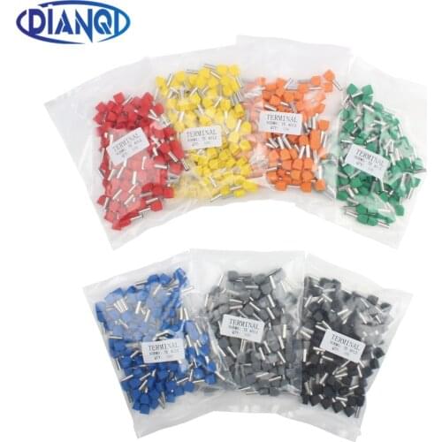 DIANQI TE4012 Two Pre-insulated Pipe-shaped End Cold pressed terminals/Cable Connector/Wire Connector 100PCS/Pack