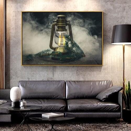 Forbeauty Oil Canvas Painting lamp_branch_spruce For Home Decoration Wall Art