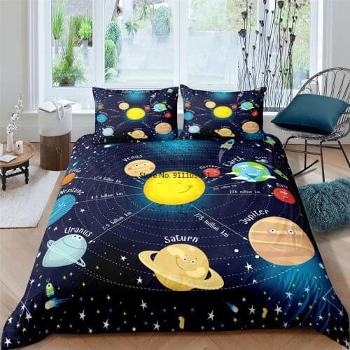 3D Galaxy Duvet Cover Set Single Double Twin Queen 2/3pcs Bedding Sets Universe Outer Space Bed Cover Set Customizable
