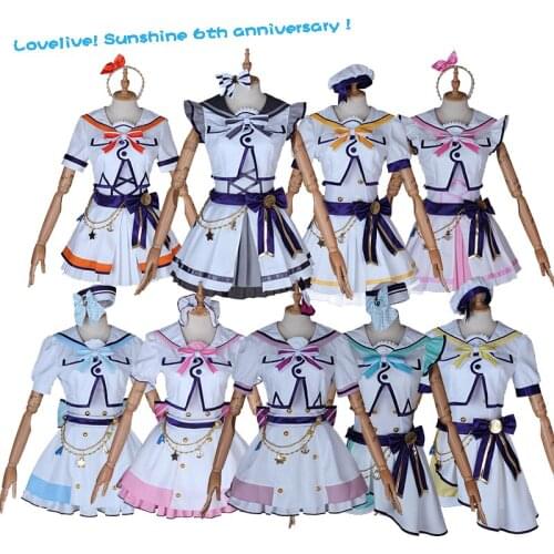 Love live Sunshine Aqours 6th Anniversary Dress Ruby Dia Riko Chika Yoshiko Mari Dancing Suit Party Cosplay Costume Custom Made