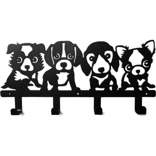 Cute puppy coat Iron creative hook Key Decorative Hooks 4 Row Hook Coat rack Living room toilets hooks Wall decoration