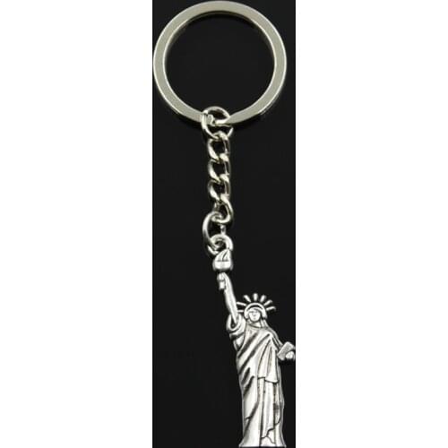 Fashion 30mm Key Ring Metal Key Chain Keychain Jewelry Antique Bronze Silver Color Statue Of Liberty New York 49x14mm Pendant