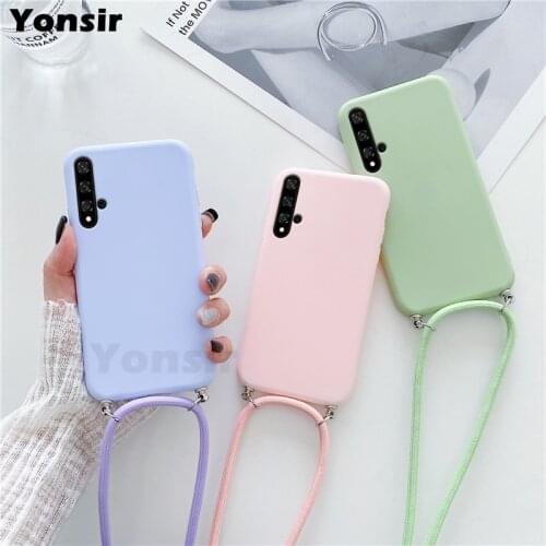 Crossbody Necklace Strap Lanyard Cord Soft Case For Huawei P20 P30 Lite P40 Pro Plus P50 Nova 3 4 5 Y9 2019 Back Cover