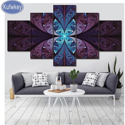 5pcs Full SquareDrill 5D DIY Diamond Painting "5 Piece Abstract flower" Multi-picture Combination Embroidery Mosaic home Decor