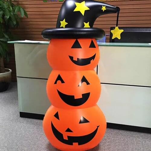 Inflatable Pumpkin Tumbler, 4.6Ft Halloween 3 Pumpinks Stacked and Witch Hat Blow up Decor for Indoor Outdoor Yard Party Decor