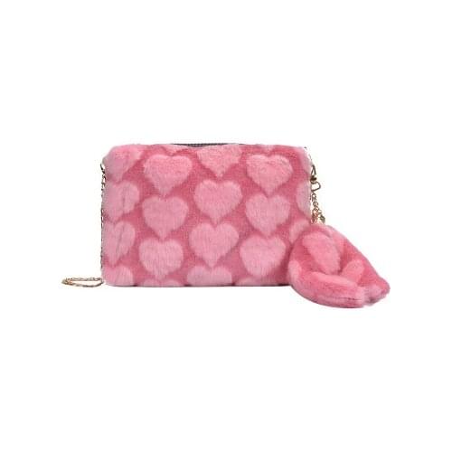 2019 new fashion shoulder bag female leopard female bag chain large plush winter handbag Messenger bag soft warm fur bag