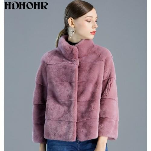 HDHOHR 2021 New Real MinkFur Coats Women Natural Mink Fur Coats Commuting-Leisure Warm Winter Short Mink Fur Jackets