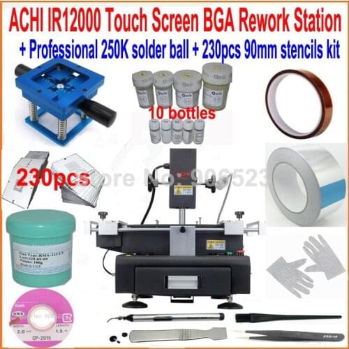 ACHI IR12000 bga rework station motherboard repair machine + 250K bga solder ball + 230pcs 90mm bga stencils +19 gifts