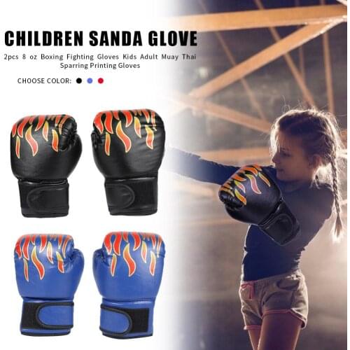 2pcs Boxing Training Fighting Gloves Kid Adult Breathable Muay Thai Sparring Punching Karate Kickboxing Professional Flame Glove